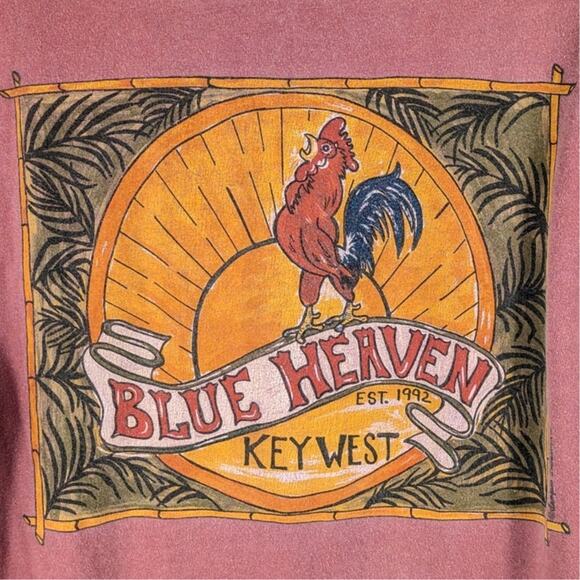Comfort Colors M Blue Heaven Key West Tee Garment Dyed Rooster Graphic Shirt - Picture 2 of 5